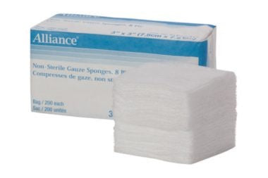 Gauze Sponge 12 Ply Non-Sterile 5cm x 5cm Case/8000 Each