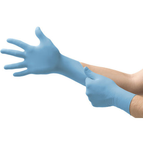Ansell Micro-Touch Nitrile Gloves Sterile Blue Large 4.3mil Extended Cuff 11.6"