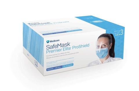 Safemask Earloop Mask with Visor ASTM Level 3 25/bx