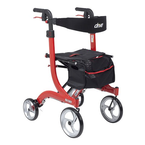 Drive Nitro Aluminum Rollator 10" Casters  Black Tall