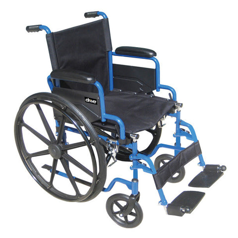 Blue Streak Wheelchair Flip Back Desk Arm (FBD) Swing Away Foot Plates (SF) 250lbs