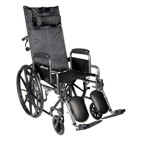 Drive Silver Sport Recline Wheelchair Detachable Desk Arm (DDA) Elevated Foot Rest (ELR)16" 300lbs