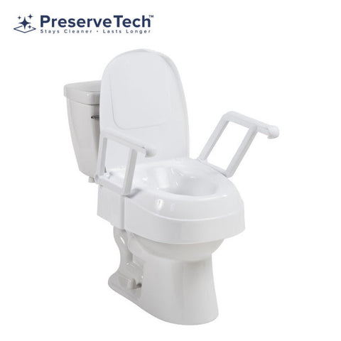 PreserveTech Universal Raised Toilet Seat 2-6" (Fits Most Round/Oval Toilets) 350lbs