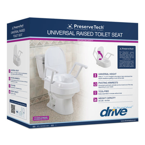 PreserveTech Universal Raised Toilet Seat 2-6" (Fits Most Round/Oval Toilets) 350lbs