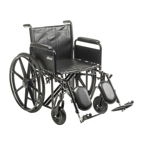 Drive Sentra EC Heavy Duty Wheelchair Detachable Full Arm (DFA) Elevated Leg (ELR) 24" 450lbs