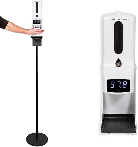 Touch-Less Hand Sanitizer Dispenser Stand w/Thermometre