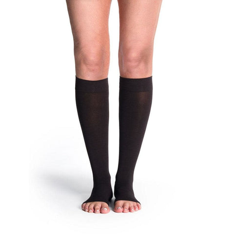 Style Sheer Fashion for Women 20-30mmHg Black Large Short Open Toe