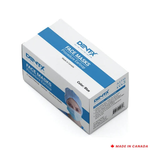 Dent-X Made in Canada Disposable Face Mask 3 Ply ASTM Level 3 Adult 50/bx