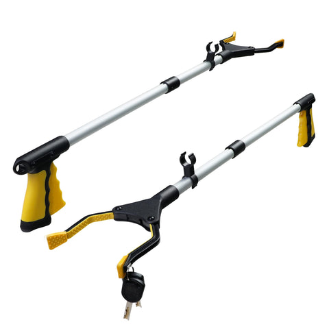 Opove 32" Grabber Reacher Tools Foldable Assist Tool for Trash Pick Up with Magnetic Tip  5.1" Wide Jaw and Rotating Gripper  Yellow