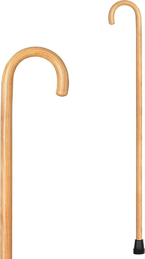 Carex Natural Ash Finish Wood Cane W/ Round Handle 7/8"Tip