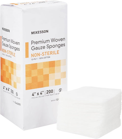 Gauze Sponge 12 Ply Non-Sterile 5cm x 5cm  Bx/200