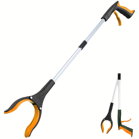 Grabber Reacher Tool with Magnetic Tip 32" Foldable Upper Grabber Reacher for Elderly Long Handy Trash Claw Grabber with Grip