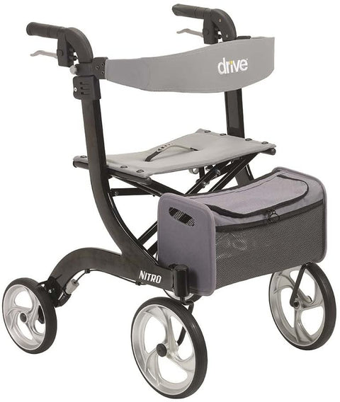 Drive Nitro Aluminum Rollator 10" Casters  Black Hemi 300lbs