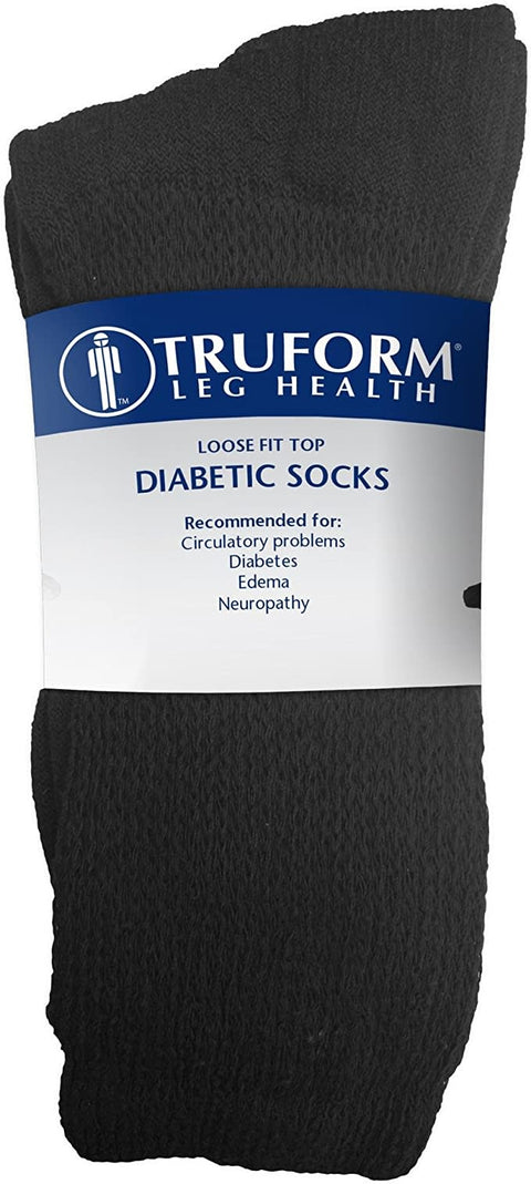 TruForm Diabetic Crew Socks Black 3/bg