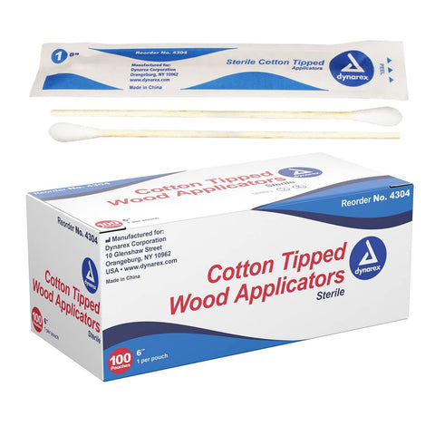 Cotton Tip Wood Applicator W/ Measurement Guide 6in Sterile Bx/100