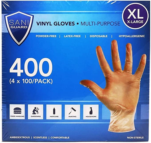 Sani-Guard Disposable Non-Sterile Powder-Free Vinyl Gloves 4/case
