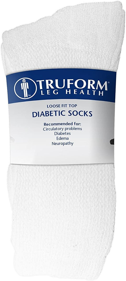 TruForm Diabetic Crew Socks White 3/bg