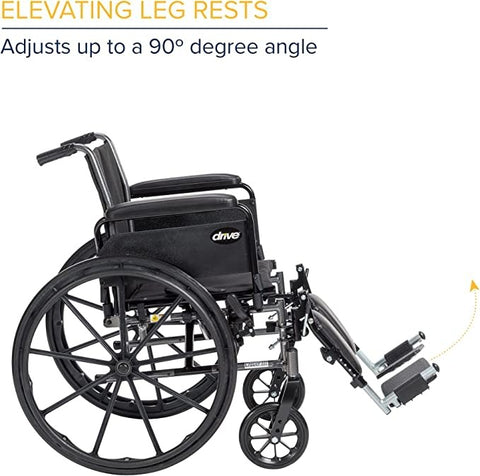 Cruiser III Wheelchair Adjustable Seat Height Detachable Desk Arm (ADDA) Elevated Foot Rest