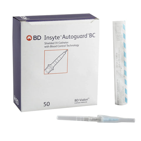 BD Insyte Auto-Guard BC Pro Safety IV Catheter 22G x 1" Sterile 50/Bx