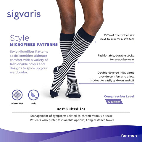 Style Microfiber Patterns for Men 20-30mmHg