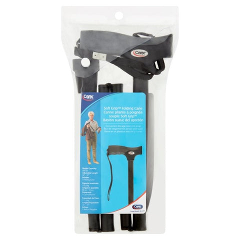 Soft Grip Folding Cane  Black