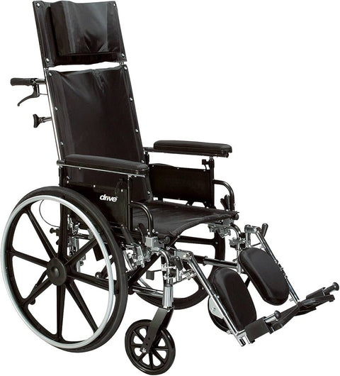 Drive Viper Plus Reclining Wheelchair Detachable Full Arm (DFA) Elevated Foot Rest (ELR) 300lbs 20"