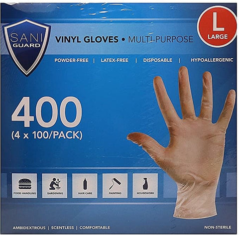 Sani-Guard Disposable Non-Sterile Powder-Free Vinyl Gloves 4/case