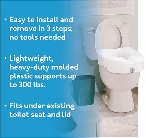 Carex 5" EZ Lock Raised Toilet Seat