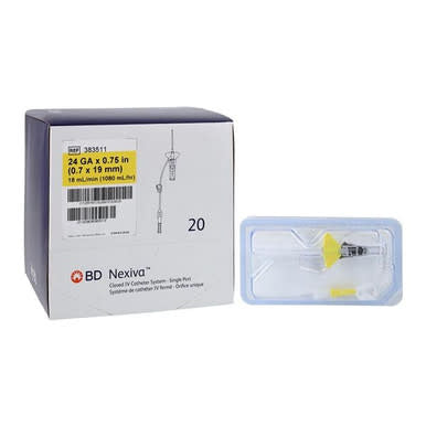 BD Nexiva Bloodless IV Catheter 24G x 3/4" Single Port