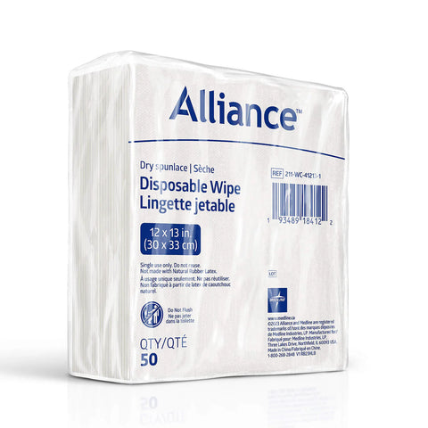 Aloe Care Dry Disposable Spunlace Personal Hygiene Wipes 12" X 13" (50/pk)