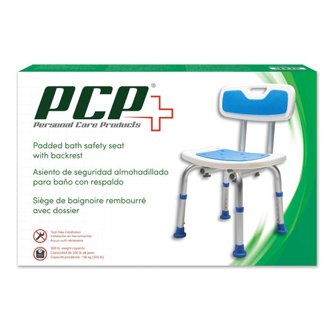 PCP Adjustable Padded Bath Seat w/Back