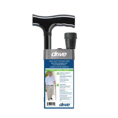 Drive Bariatric Aluminum Black Folding Height Adjustable Cane 500lbs