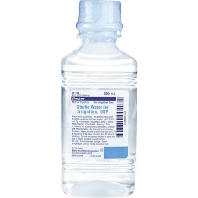 Baxter Canada Sterile Water For Irrigation In Plastic 500ml Pour Bottle 15/Bx