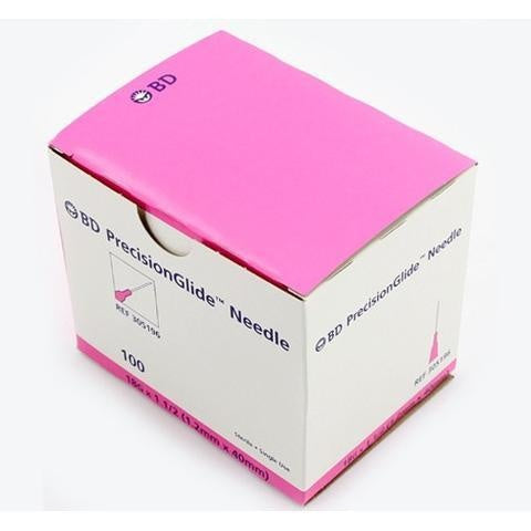 BD Precision Glide Needle Short Bevel Regular Wall 18G x 1 1/2"  Sterile 100/bx