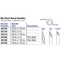 BD Precision Glide Needle Short Bevel Regular Wall 18G x 1 1/2"  Sterile 100/bx