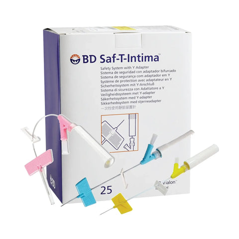 BD Saf-T-Intima Iv Catheter with Wings 20gx1" Prn Adapter And Tubing Sterile Pink