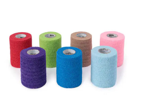 Co-Plus Latex Free Elastic Cohesive Bandage 5cm X 4.5m (Stretched), Mixed Colors 36/Bx
