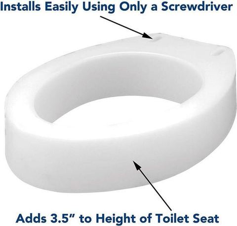 Carex  Toilet Seat 3.5" Elevator for Round or Standard Toilets 300lbs