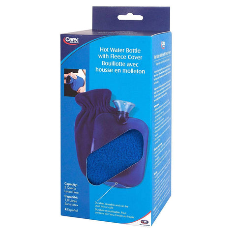 Carex Hot Water Bottle with Fleece Cover 2qtr