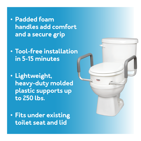 Carex Toilet Seat Elevator w/Handles For Round Toilet 3.5"