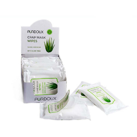 Purdoux™ CPAP Mask Wipes Travel Box Aloe Vera