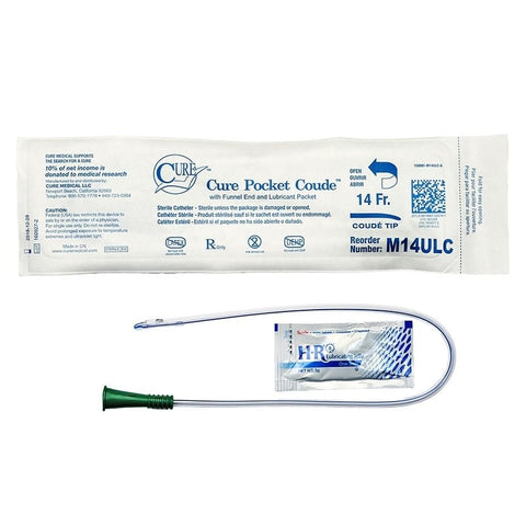 Standard Coude Tip Catheter Male 14 FR 16" Box 30