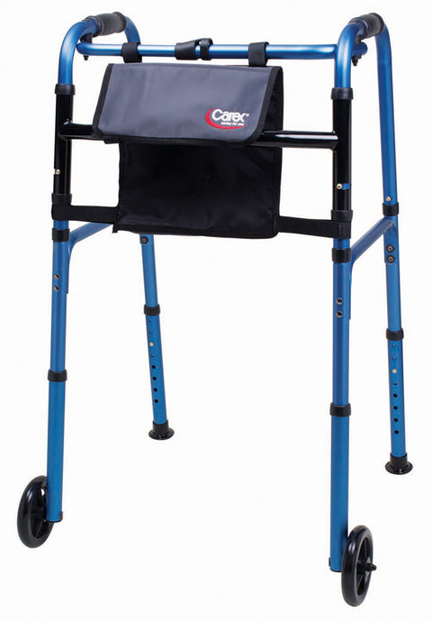 Carex Blue Folding 2 Wheel Walker  w/Bag 300lbs