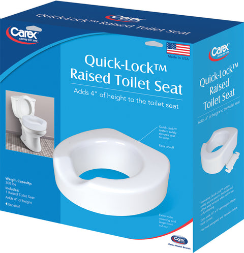 Carex 4" Quick Lock Raised Toilet Seat (fits most elongated & standard bowls)