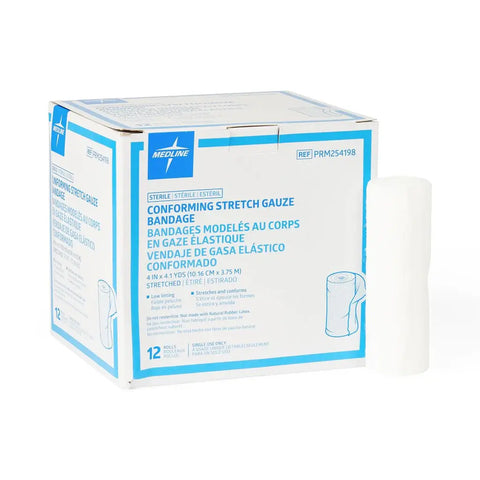 Medline Conform Stretch Gauze Bandage 4”X4.1yrd Sterile 96/Bx