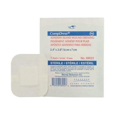 Derma Science Compdress Island Dressing, 4"X4" (10cm X 10cm) Sterile Singles