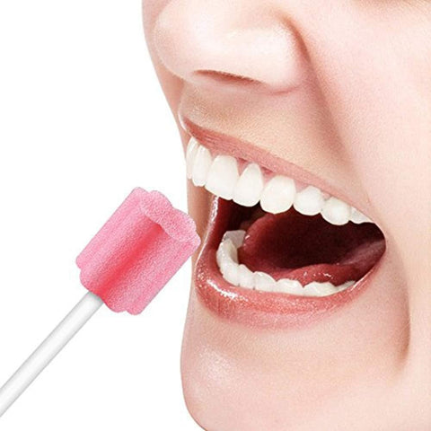Disposable Toothettes Oral Care Swabs, Sponge Dental Swabsticks Unflavored Sterile for Mouth & Gum Cleaning 100 /bx