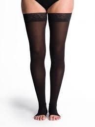 Style Soft Opaque Thigh High for Women 30-40mmHg Open Toe Black