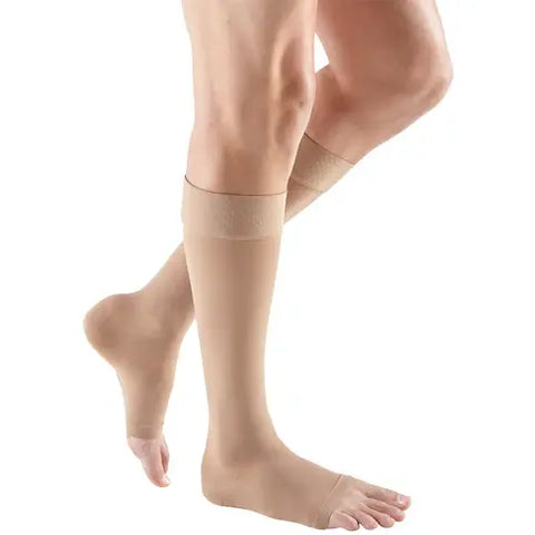 Mediven Plus 20-30 mmHg Extra Wide Compression Knee High Silicone Band Petite Cashmere SZ 3