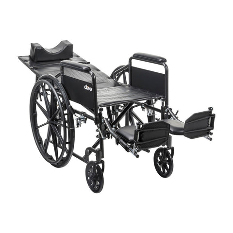 Drive Silver Sport Full Recline Wheelchair Detachable Full Arm (DFA) Elevated Foot Rest (ELR) Vinyl 300lbs